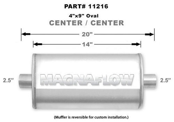 Stainless Muffler 2.5in Center In/Out (MAG11216)