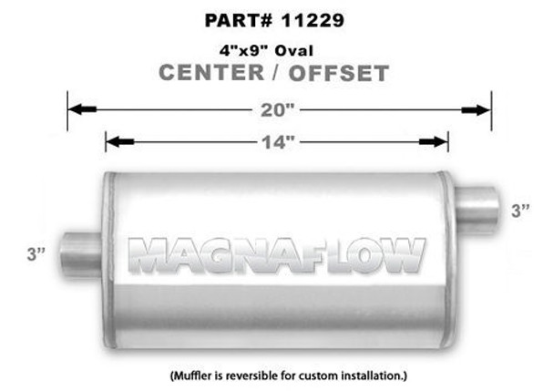 Stainless Muffler 3in Offset In/Center Out (MAG11229)