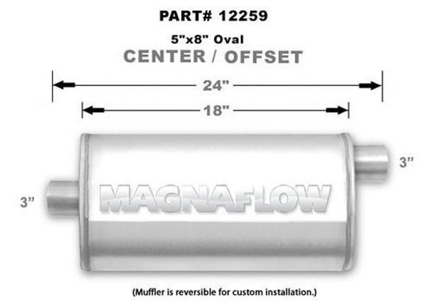 Stainless Muffler 3in Offset In/Center Out (MAG12259)