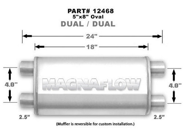 Stainless Muffler 2.5in Dual In / Dual Out (MAG12468)