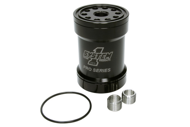 Billet Oil Filter w/Blt Cap 75 Micron - Black (SYS209-571BPS)