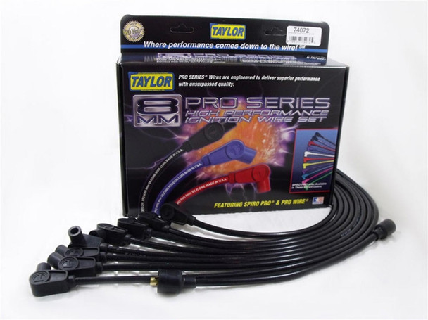 Spiro-Pro Custom 8 Cyl Plug Wire Set Black (TAY74072)