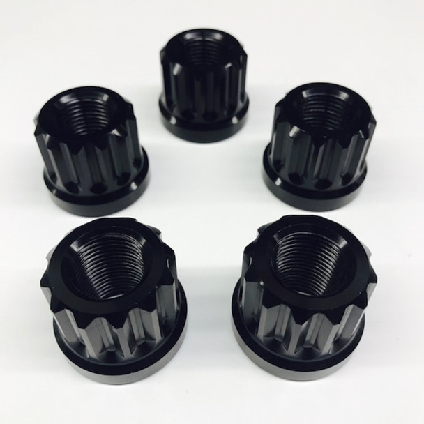 Billet Aluminum 12 pt Lug Nuts - 5/8" Black