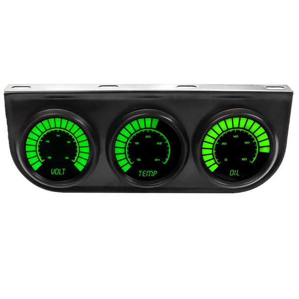 3 Gauge Kit LED Bargraph Panel 2-1/6 w/Green LED (ITLB9333G)