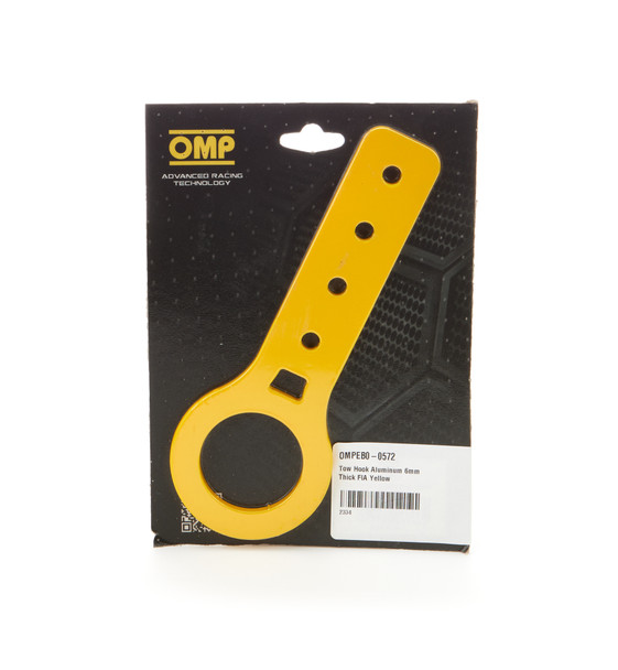 Tow Hook Aluminum 6mm Thick FIA Yellow (OMPEB0-0572)