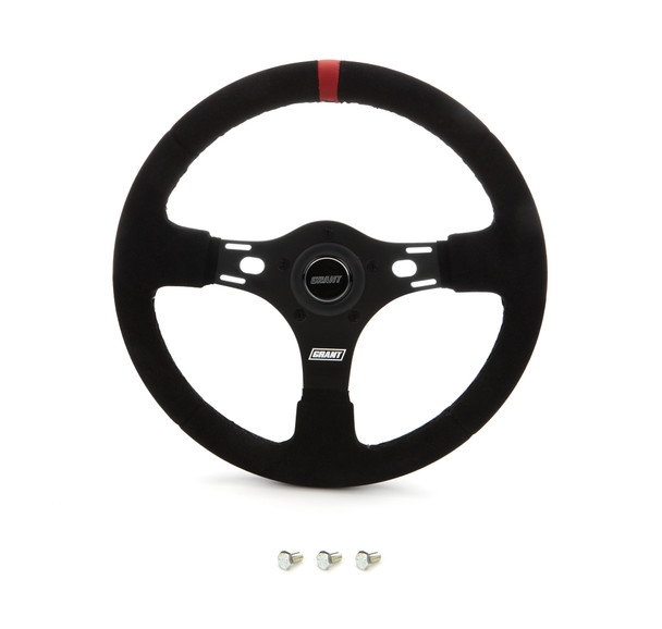 13in Red Stripe Race Steering Wheel Suede (GRT1081)
