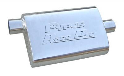 Race Pro Muffler 3in Offset/Center Stainless (PYPMVR19S)
