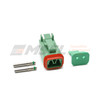 Green DT06-2S-TN03, Deutsch DT 2-Way plug kit with green band sockets