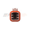 Brown Deutsch DT series 6-way connector keyway. DT06-6S-TN09.