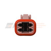 Brown Deutsch DT 4-way connector plug Front. DT04-4S-TN09.