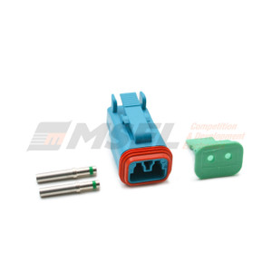 Blue DT06-2S-TN07, Deutsch DT 2-Way plug kit with green band sockets