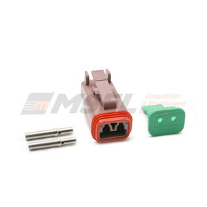 Brown DT06-2S-TN09, Deutsch DT 2-Way plug kit with silver sockets