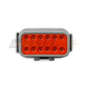 Deutsch DTM 12-way DTM06-12PA receptacle back view. DTM06-12P.