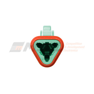 Green Deutsch DT series 3-way connector keyway. DT06-3S-TN03