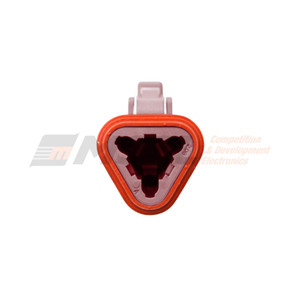 Brown Deutsch DT 3-way connector plug Front DT06-3S-TN09.