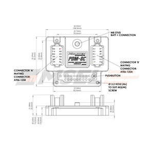 Cartek 8-Channel Power Distribution Module Dimensions Measurements