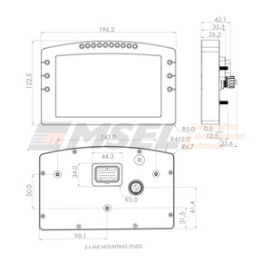 Motec C127 7" Colour Display Dimensions