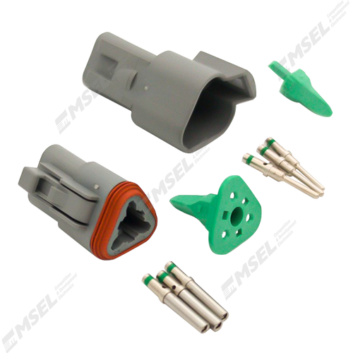 Deutsch DT series 3-way connector kit with contacts