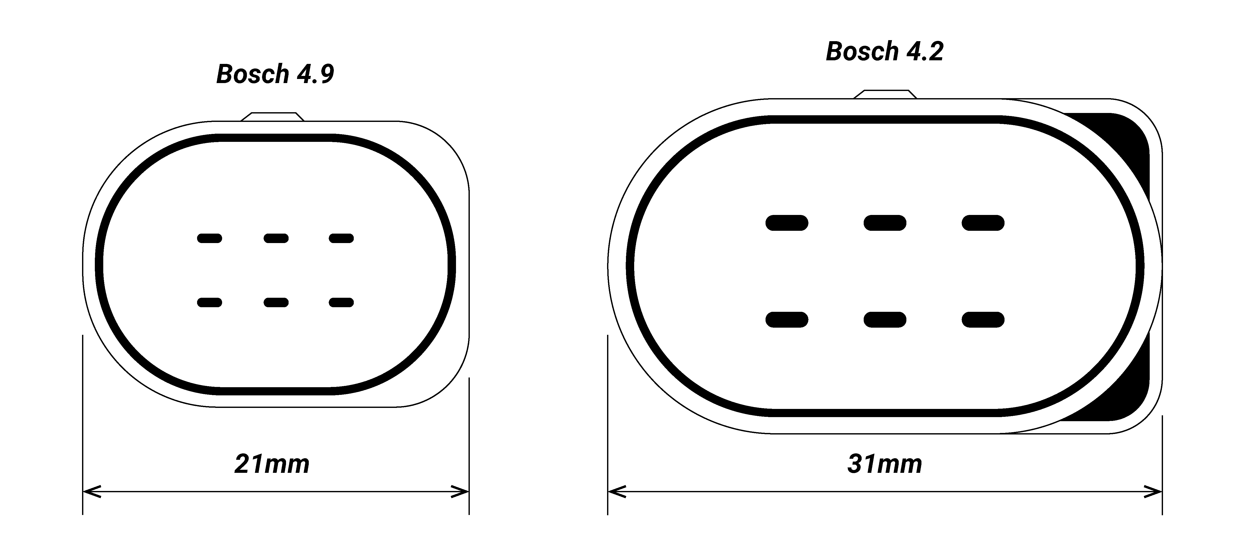 Bosch 4.2 vs 4.9 lambda sensor connector differences