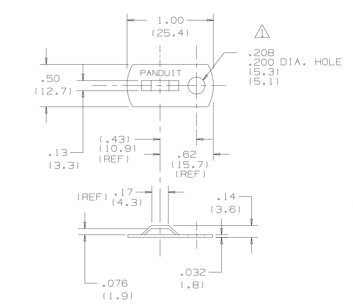 MBMS-S10-CY aluminium cable tie mount dimensions