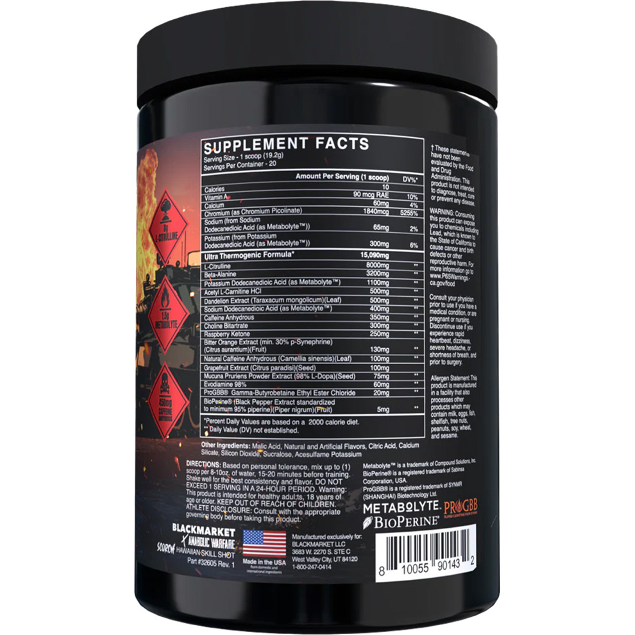 BlackMarket Labs x Anabolic Warfare Scorch 20 Servings BlackMarket Labs x Anabolic Warfare Scorch 20 Servings
