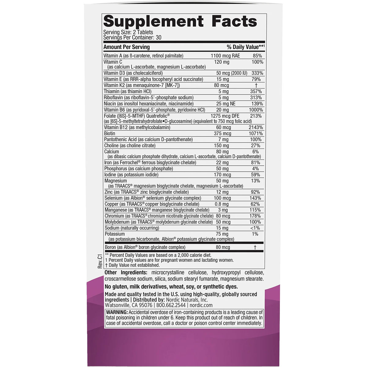 Nordic Naturals Prenatal Multivitamin 60 Tablets