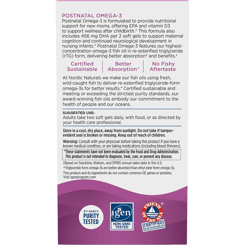 Nordic Naturals Postnatal Omega-3 60 Soft Gels