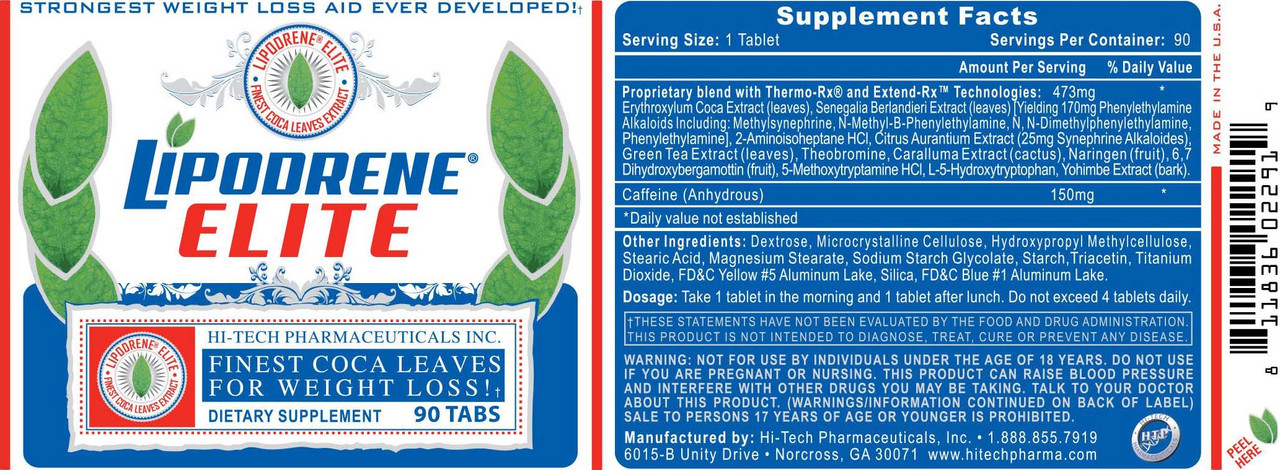 Lipodrene Elite Product Label