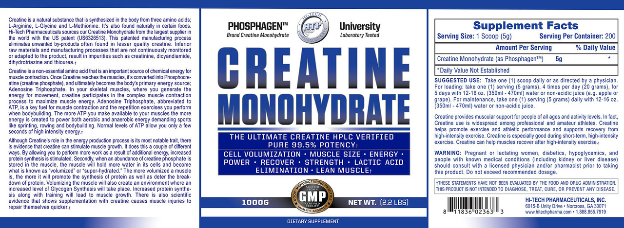 Hi-Tech Creatine Monohydrate 1000 Grams Hi-Tech Creatine Monohydrate 1000 Grams