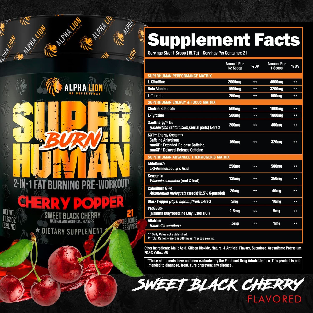 Alpha Lion SuperHuman Burn: Pre-Workout Fat Burner for Enhanced Energy