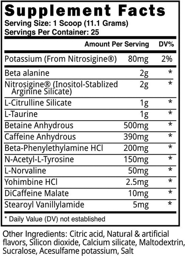 Dust Reloaded Supplement Facts