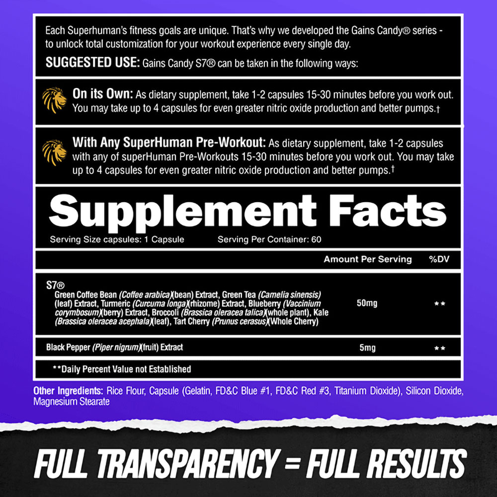 Gains Candy S7 Supplement Facts
