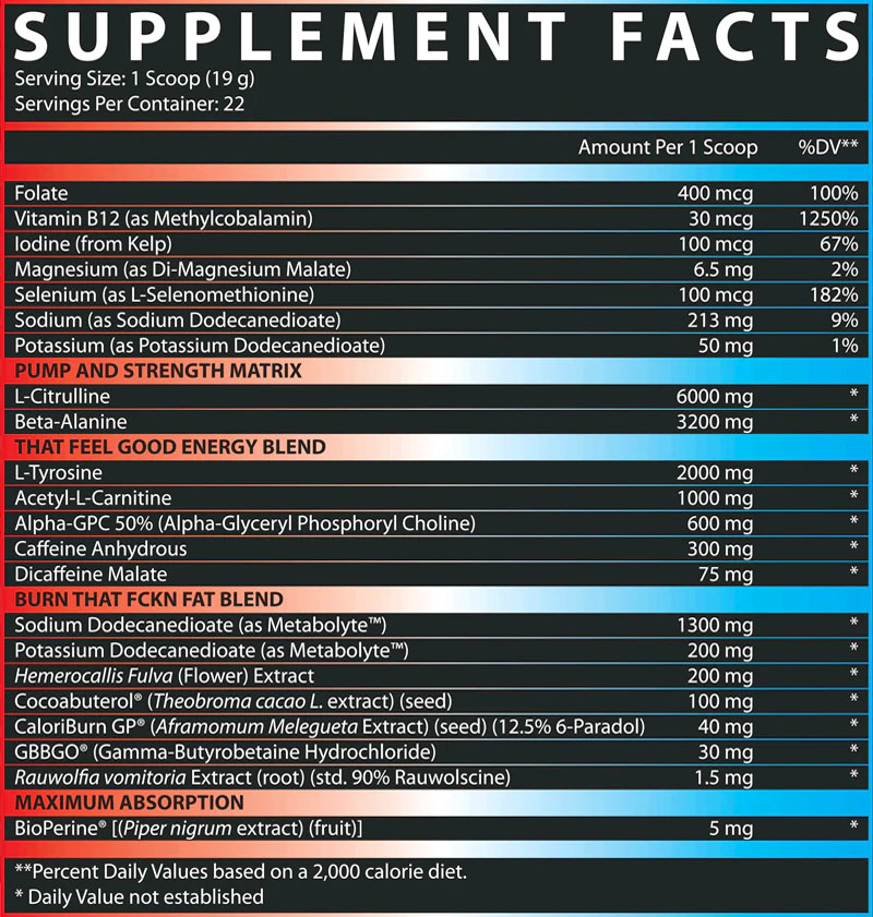 Outlift Burn Supplement Facts