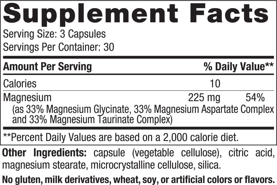 Nordic Naturals Magnesium Complex  Supplement Facts