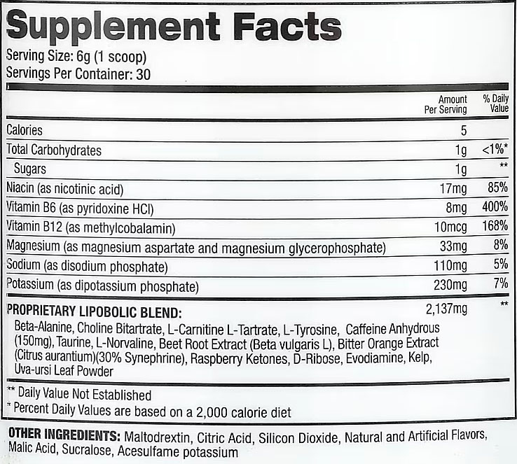 Cardio Igniter Supplement Facts