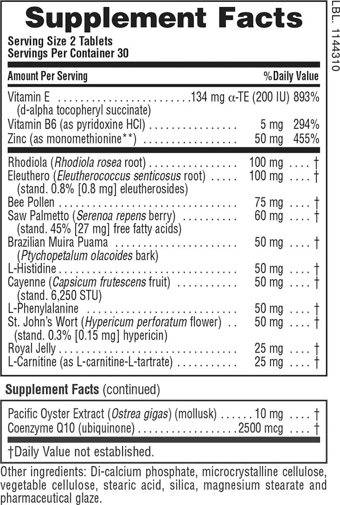 NaturesPlus Ultra Virile-Actin Supplement Facts
