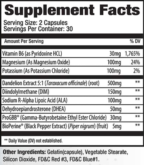 LX Pro Figure Supplement Facts