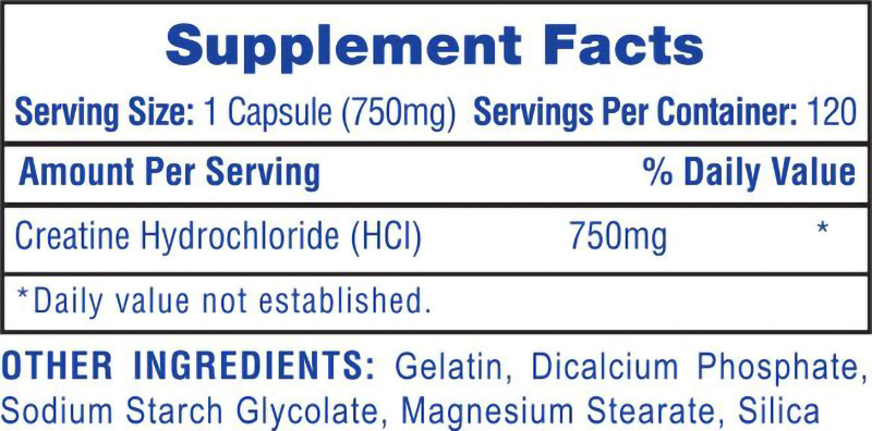 Creatine HCl Supplement Facts