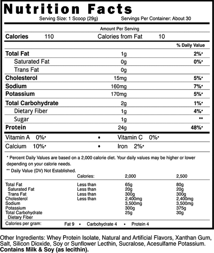 Isolation Supplement Facts