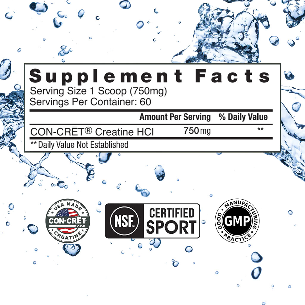 Con-Cret Creatine HCl Powder Supplement Facts