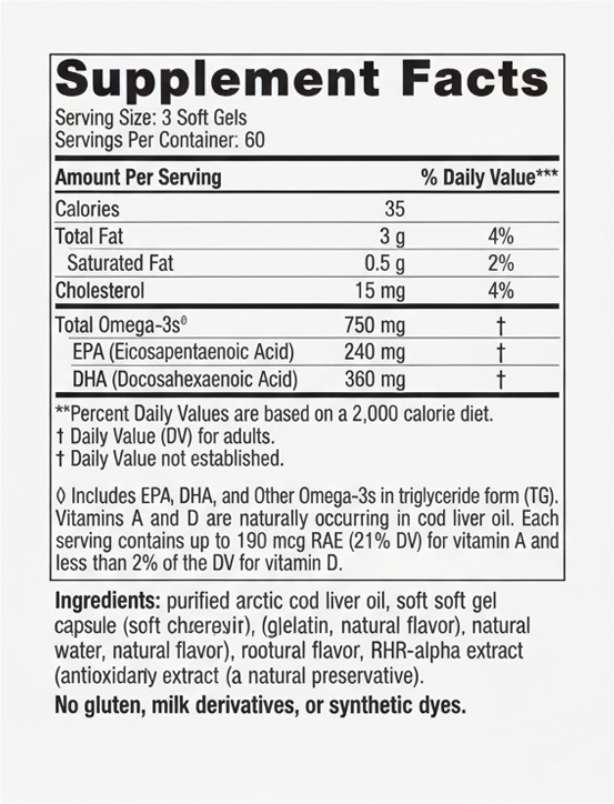 Arctic Cod Liver Oil Soft Gels Supplement Facts Arctic Cod Liver Oil Soft Gels Supplement Facts