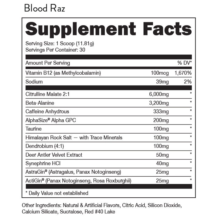 Bucked Up Woke AF Preworkout Supplement Facts