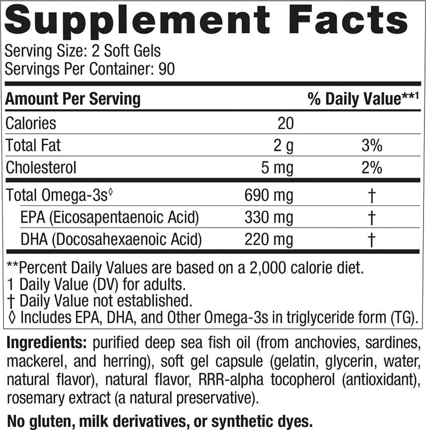 Nordic Naturals Omega-3 Supplement Facts