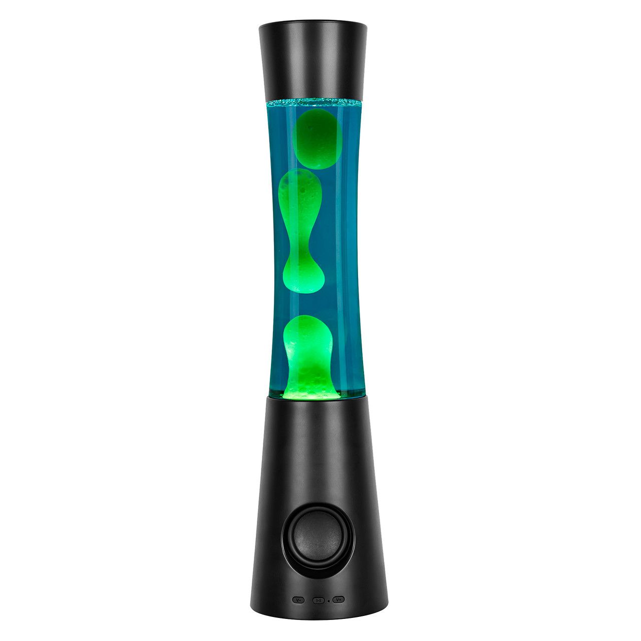 Laser retro lava lamp with Bluetooth speaker in black on white background