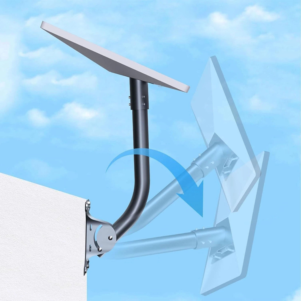 angled view of grey Starlink Gen 3 elbow pipe mount