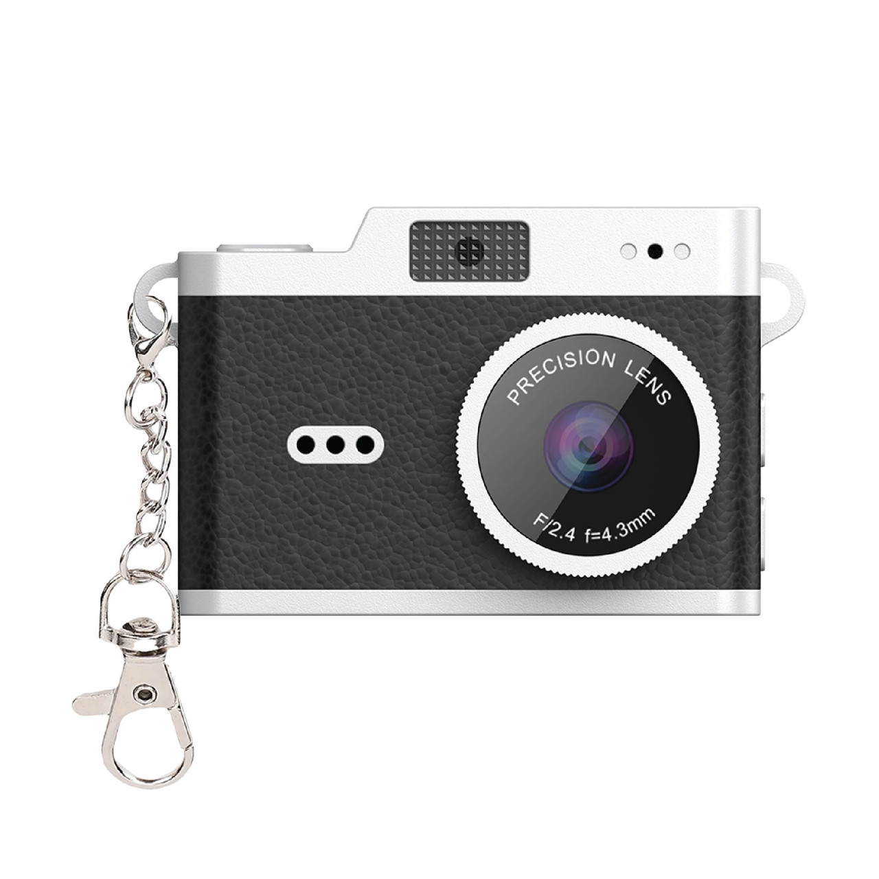 Laser black kids mini digital camera front view with keychain