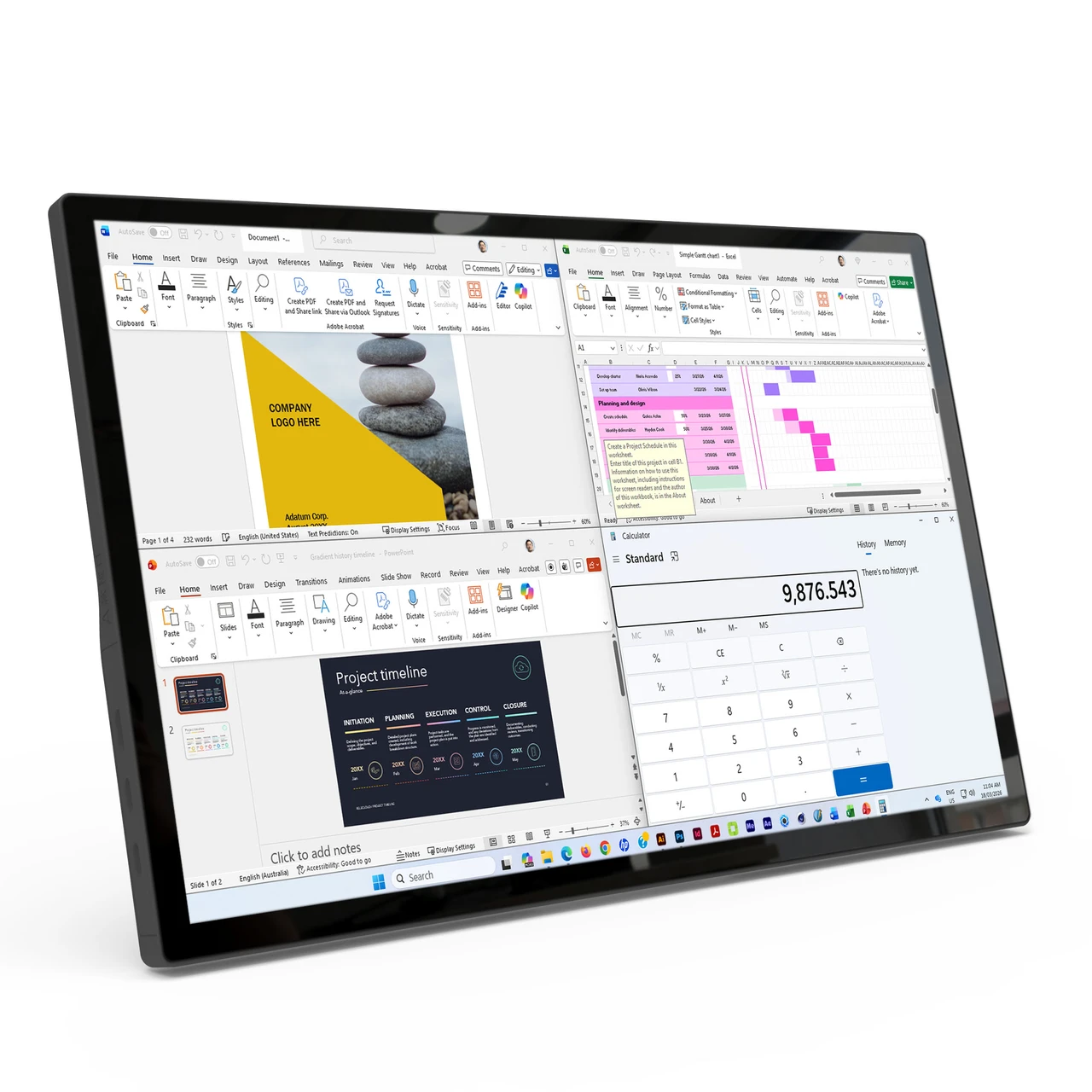 Laser 15.6 inch portable touchscreen monitor front view