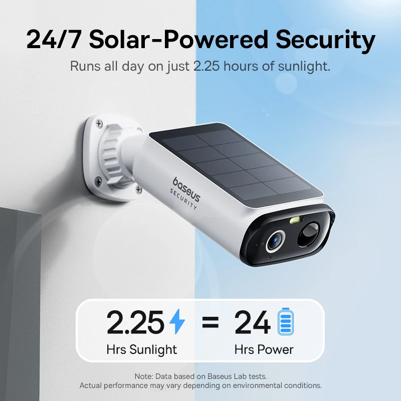 Baseus S1 Lite solar security camera charging from sunlight