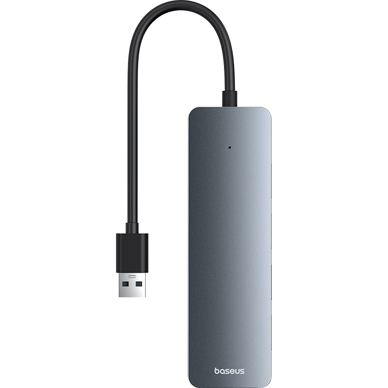 Grey Baseus UltraJoy Lite USB hub with attached USB-A cable