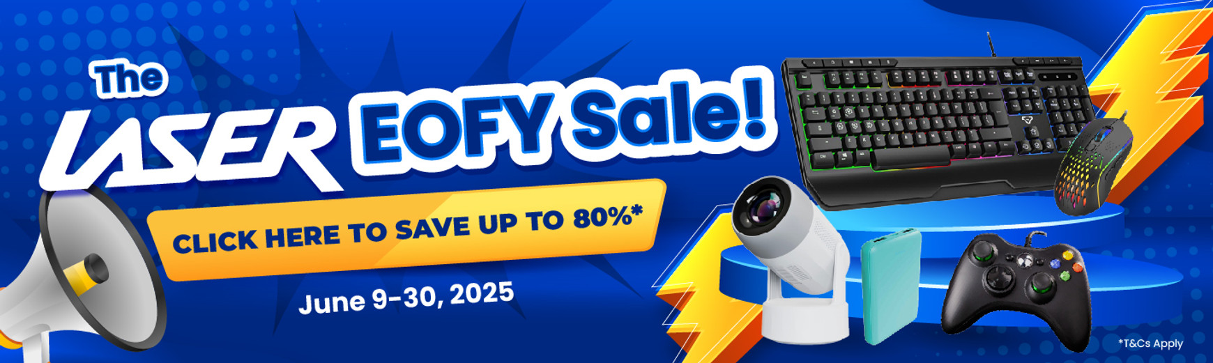 The Laser EOFY Sale – Save up to 80% on tech gear including keyboards, cameras, controllers and more. June 9–30, 2025.